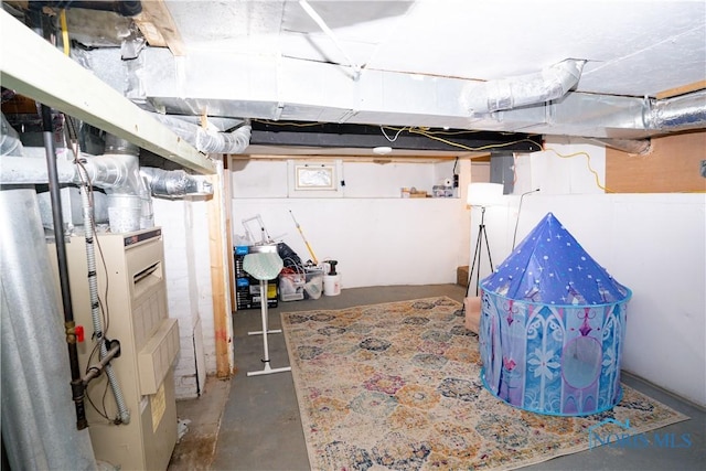 view of unfinished basement