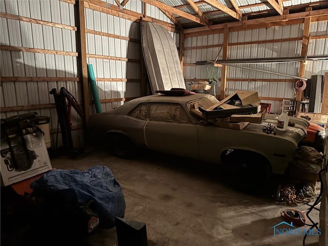 garage featuring metal wall