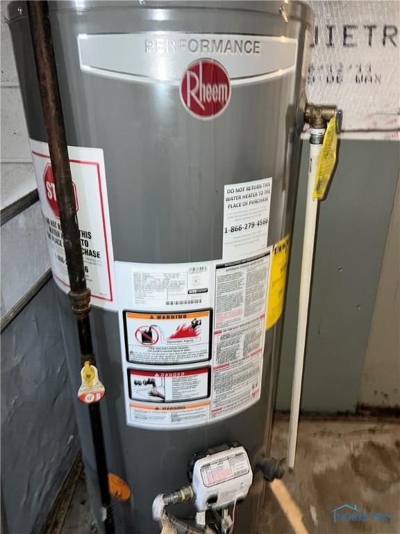 utility room with water heater