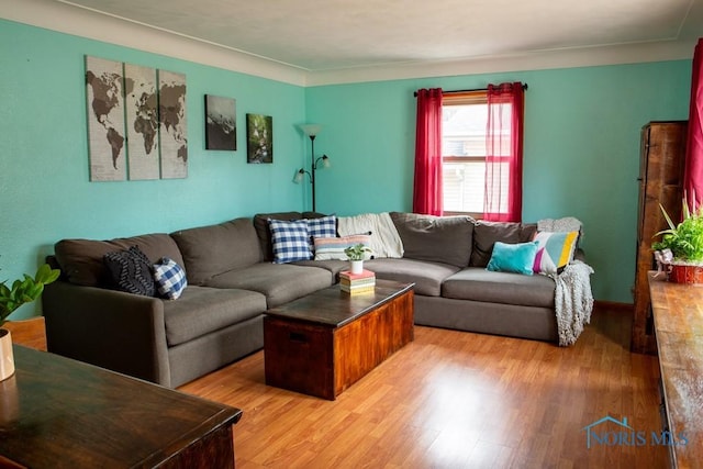 living area with light wood-style flooring