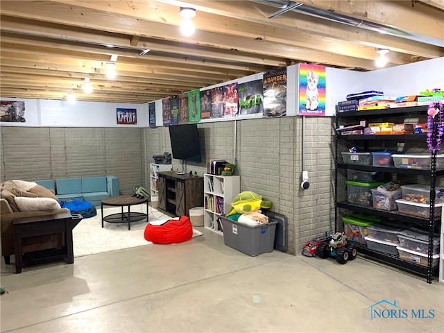 view of finished basement