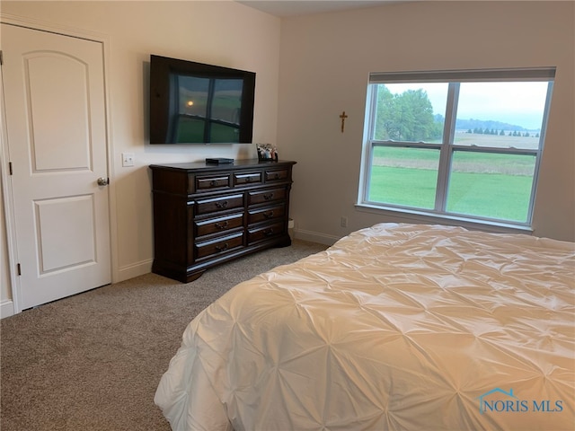 bedroom featuring carpet flooring and baseboards