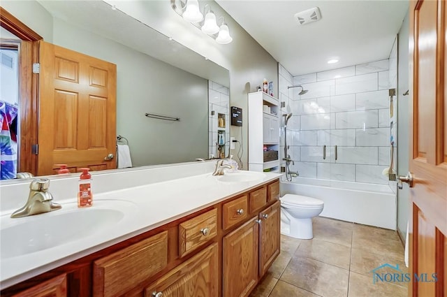 full bath featuring visible vents, tile patterned flooring, a sink, and toilet