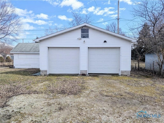 view of detached garage