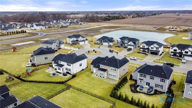 birds eye view of property with a residential view