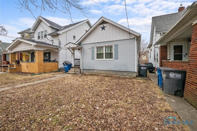 view of property exterior with board and batten siding