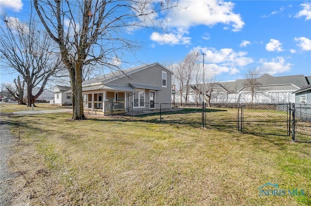 exterior space with fence, a porch, and a gate