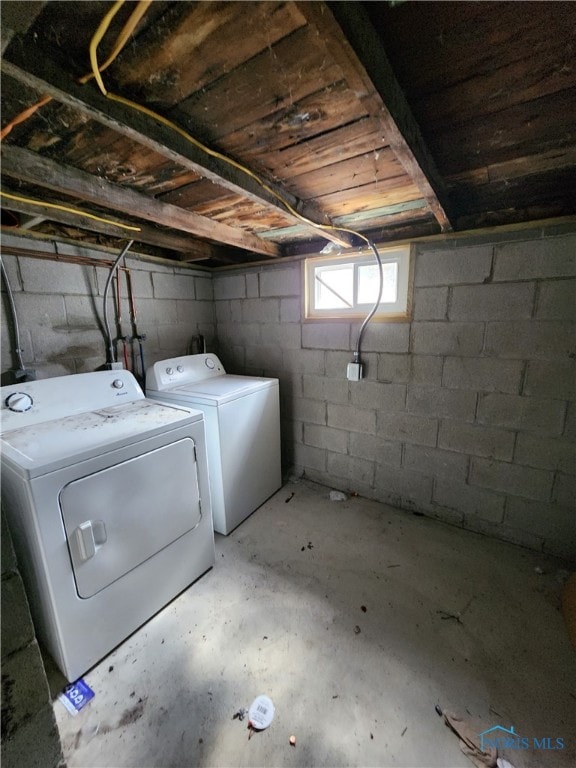 below grade area with separate washer and dryer