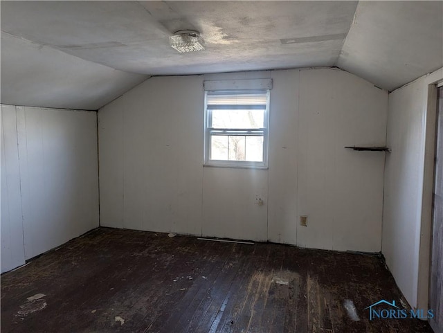 bonus room with vaulted ceiling and hardwood / wood-style flooring