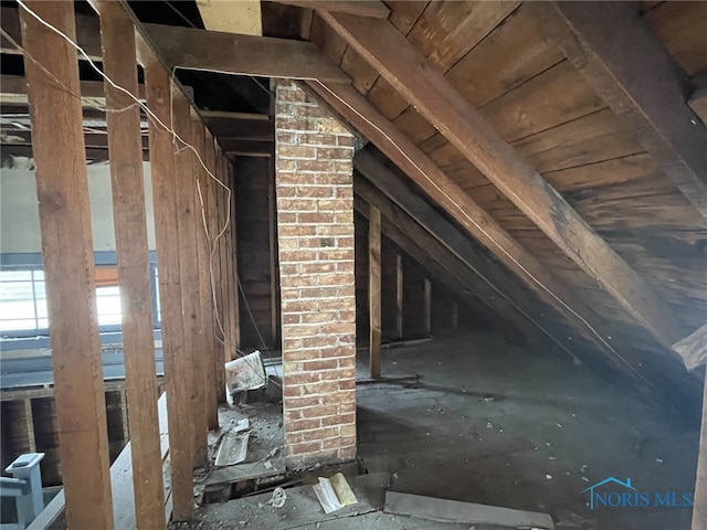 view of unfinished attic