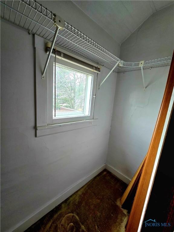 spacious closet with vaulted ceiling