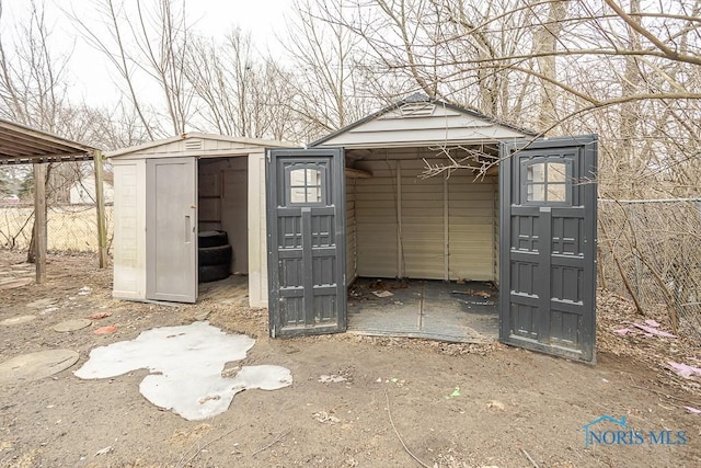 view of shed