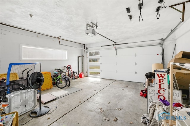 garage with a garage door opener