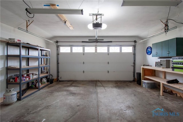 garage with a garage door opener