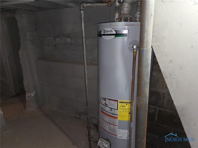 utility room with water heater