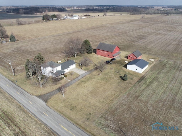 drone / aerial view with a rural view