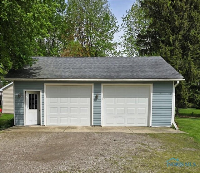 view of detached garage