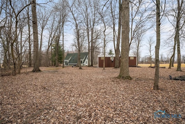 view of yard featuring an outdoor structure