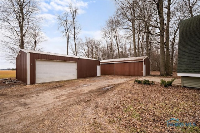 view of detached garage