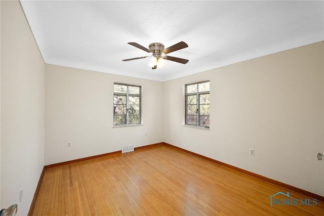 8134 W Central Ave, Toledo, OH 43617 - unfurnished room featuring visible vents, a ceiling fan, light wood-type flooring, and baseboards