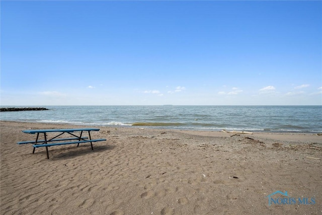 property view of water featuring a view of the beach