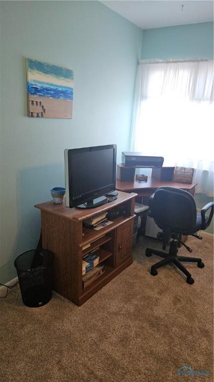 home office featuring carpet flooring