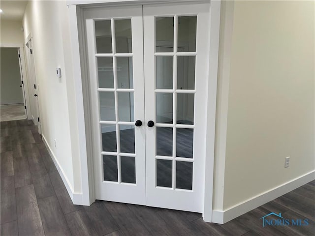9641 Early Dr, Findlay, OH 45840 - entryway with french doors, dark wood-type flooring, and baseboards