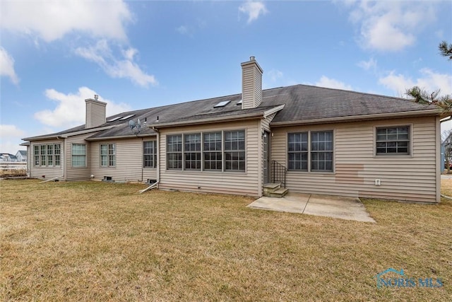 14540 Olde Trail Dr, Perrysburg, OH 43551 - rear view of house featuring crawl space, a yard, a patio, and a chimney