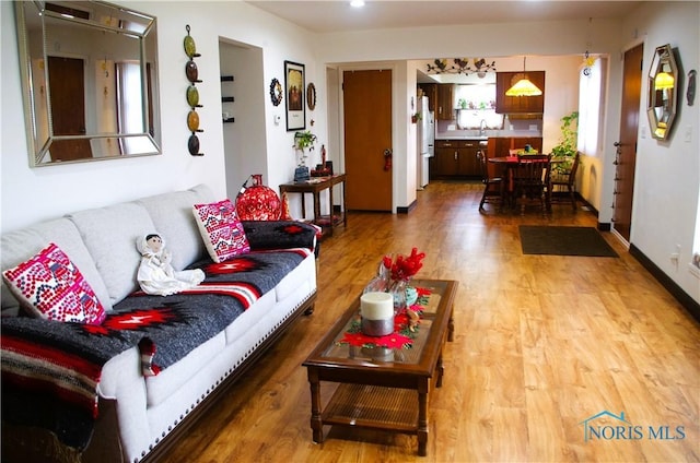 living area featuring wood finished floors