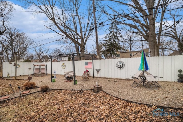 view of yard featuring a fenced backyard