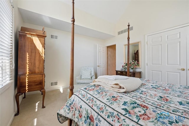 bedroom with visible vents, carpet floors, and baseboards