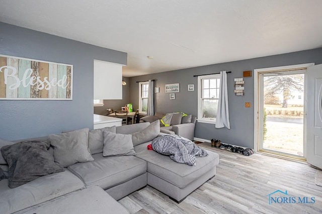 living room with light wood-style floors