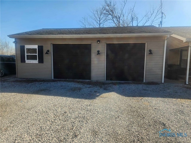 view of detached garage