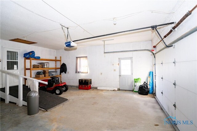 garage with a garage door opener