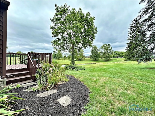 view of yard featuring a deck