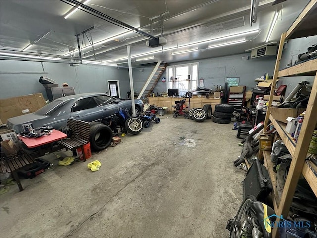 garage with a garage door opener