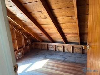 view of unfinished attic