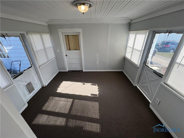 interior space featuring wood ceiling