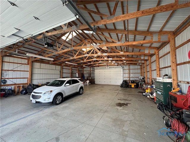 garage featuring metal wall