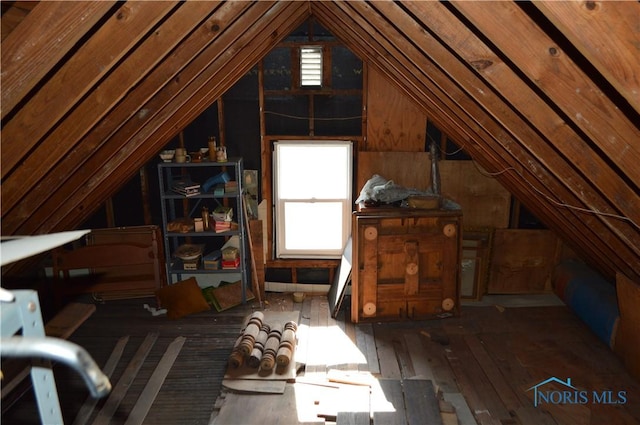 view of unfinished attic