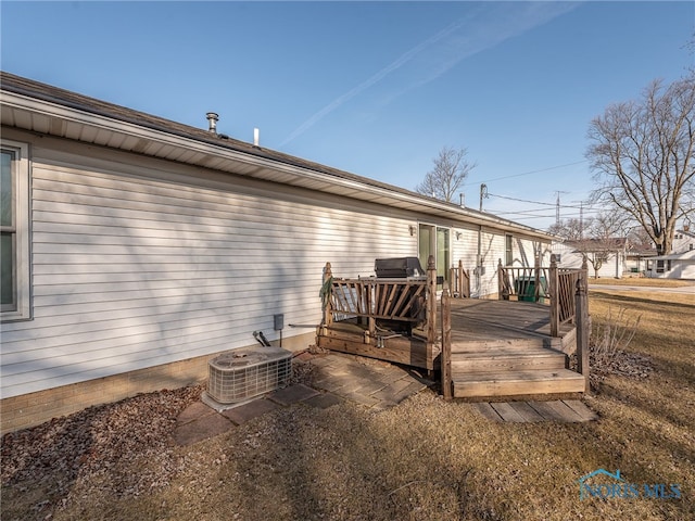 wooden deck with central AC