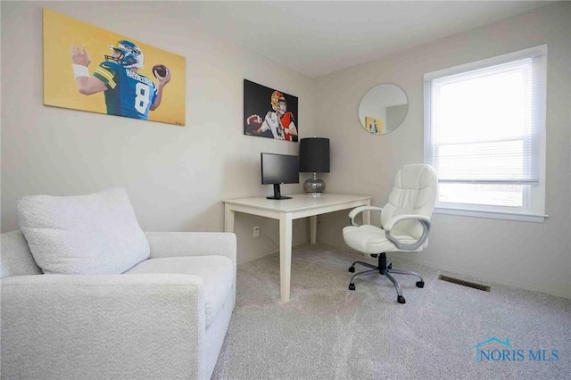 office space with visible vents and carpet floors