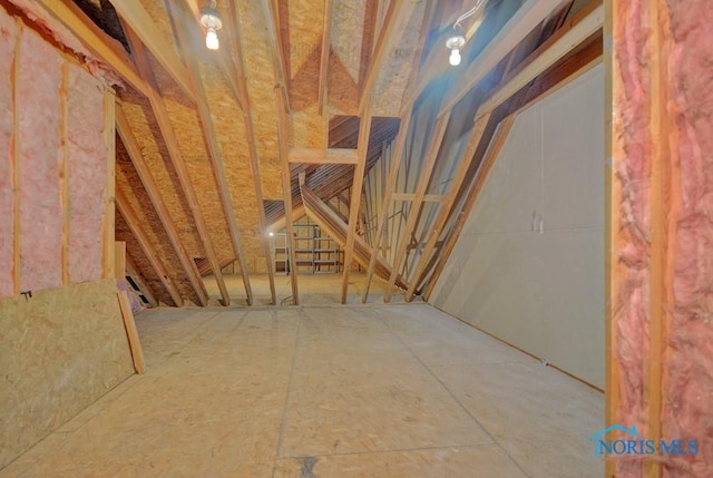 view of unfinished attic