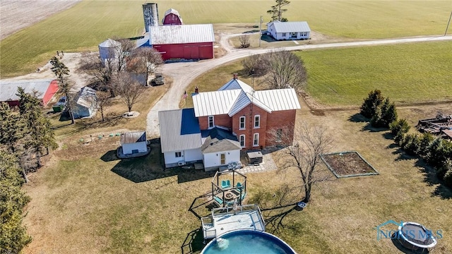 aerial view with a rural view