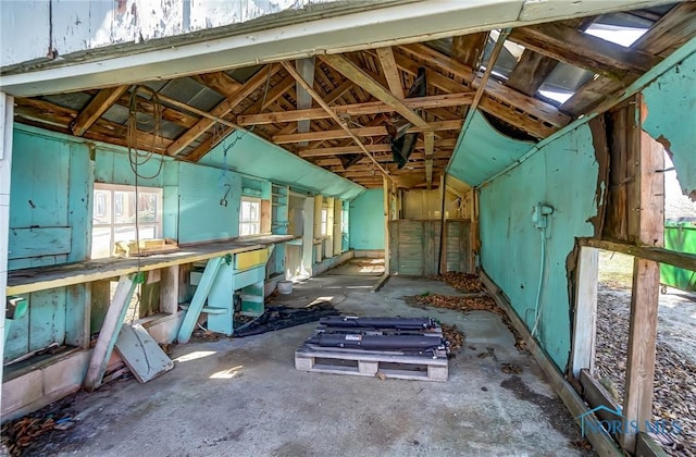 misc room with vaulted ceiling