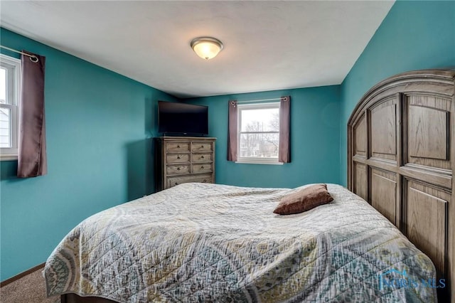 bedroom featuring baseboards and carpet