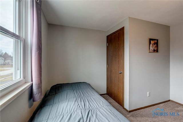 bedroom featuring baseboards and carpet