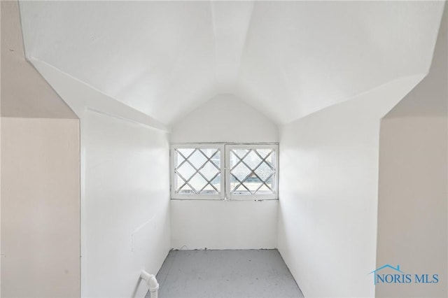 interior space featuring vaulted ceiling