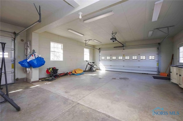 garage with a garage door opener