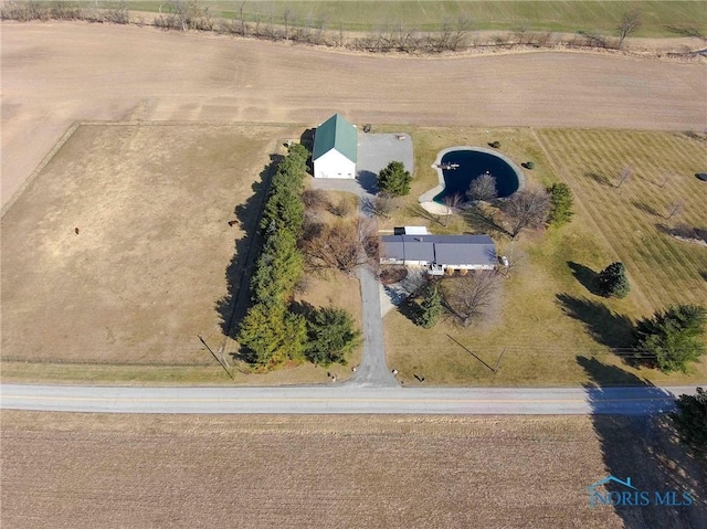 aerial view featuring a rural view